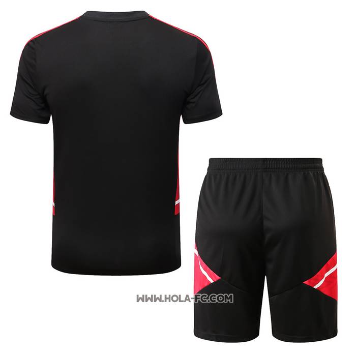Chandal del Manchester United 2022-2023 Manga Corta Negro - Pantalon Corto